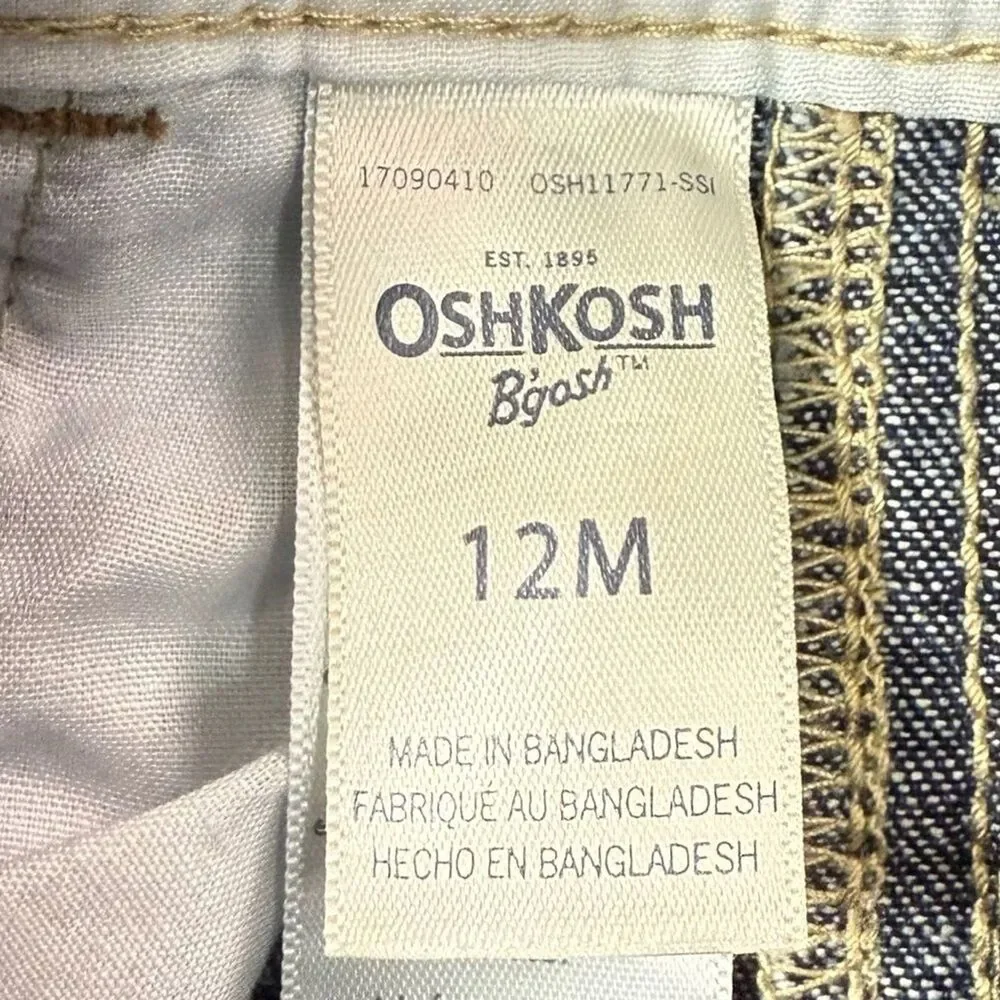 OSHKOSH B'GOSH Baby Dark Wash Carpenter Style Western World's Best Overalls 12M